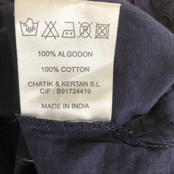 Batik Blue Dress Short Sleeve Aztec Embroidery - Picture 8 of 11